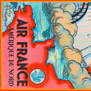 164-22   Air France to North America Travel Poster (French) -  1 yard