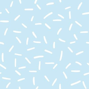 White Sprinkles on light blue - small scale