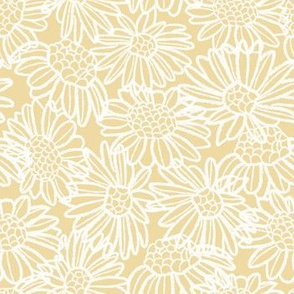 (small scale) yellow white textured daisies camomiles seamless pattern