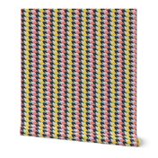 woven ribbon houndstooth checks grey pink yellow blue twill texture