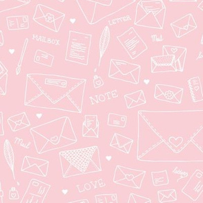 Sweet love letters for valentine's day enveloppes post illustration soft pink white 