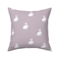 Sweet little boho bunny illustration adorable white baby rabbit mauve purple