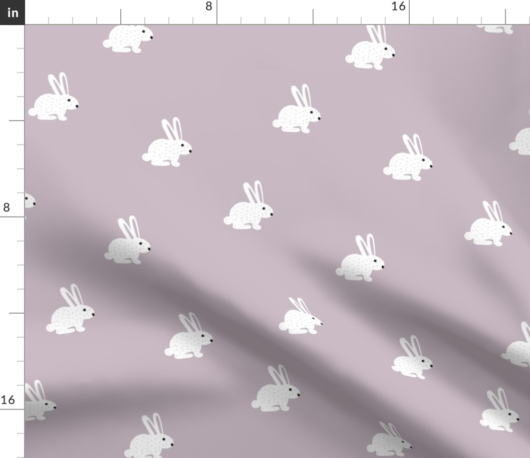 Sweet little boho bunny illustration adorable white baby rabbit mauve purple