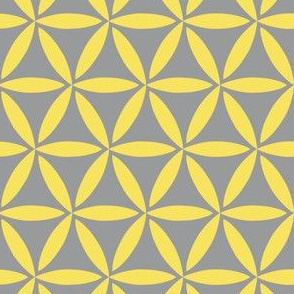 Grey and yellow abstract geometric ornaments