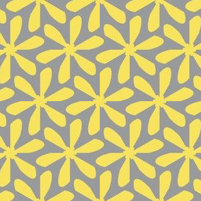 Grey and yellow abstract geometric ornaments