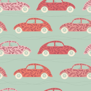 Motor Blooms | Medium Scale | Retro Pink Cars