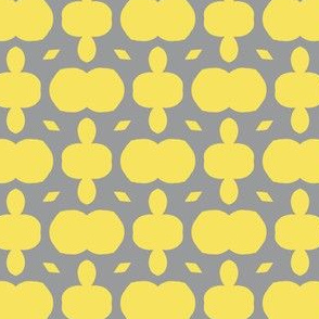 Grey and yellow abstract geometric ornaments