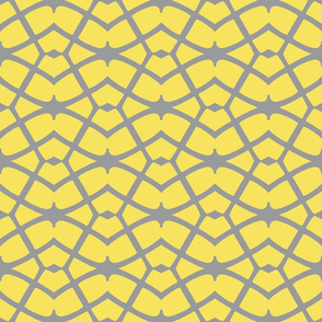 Grey and yellow abstract geometric ornaments