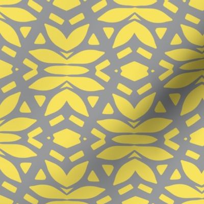 Grey and yellow abstract geometric ornaments