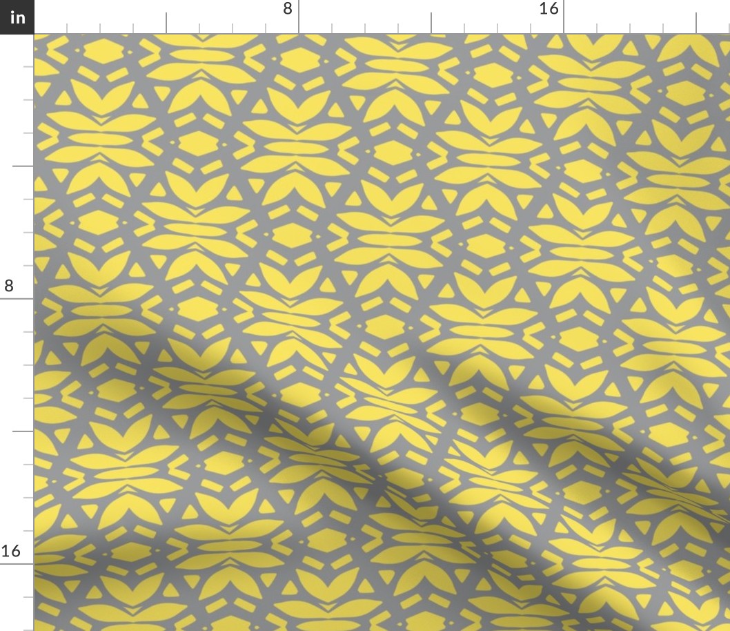 Grey and yellow abstract geometric ornaments