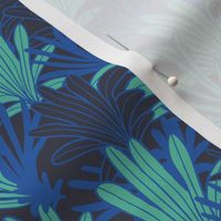 blue green tropical palm leaves