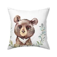 18” Nature Trails Bear Pillow Front with dotted cutting lines