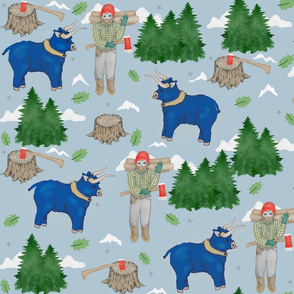 Forest Lumberjacks And Oxen