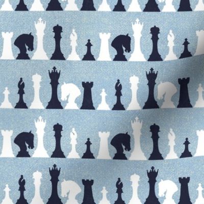 Chessmen on Denim Blue by Brittanylane