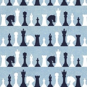 Chessmen on Denim Blue by Brittanylane