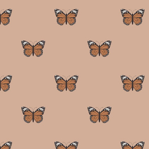 med  monarch butterfly fabric-boho neutral design caramel almond sfx1213