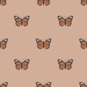 sm monarch butterfly fabric-boho neutral design caramel almond, sfx1213