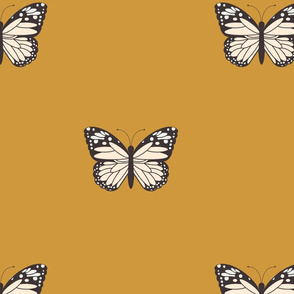 lg monarch butterfly fabric-boho neutral design gold sfx1050