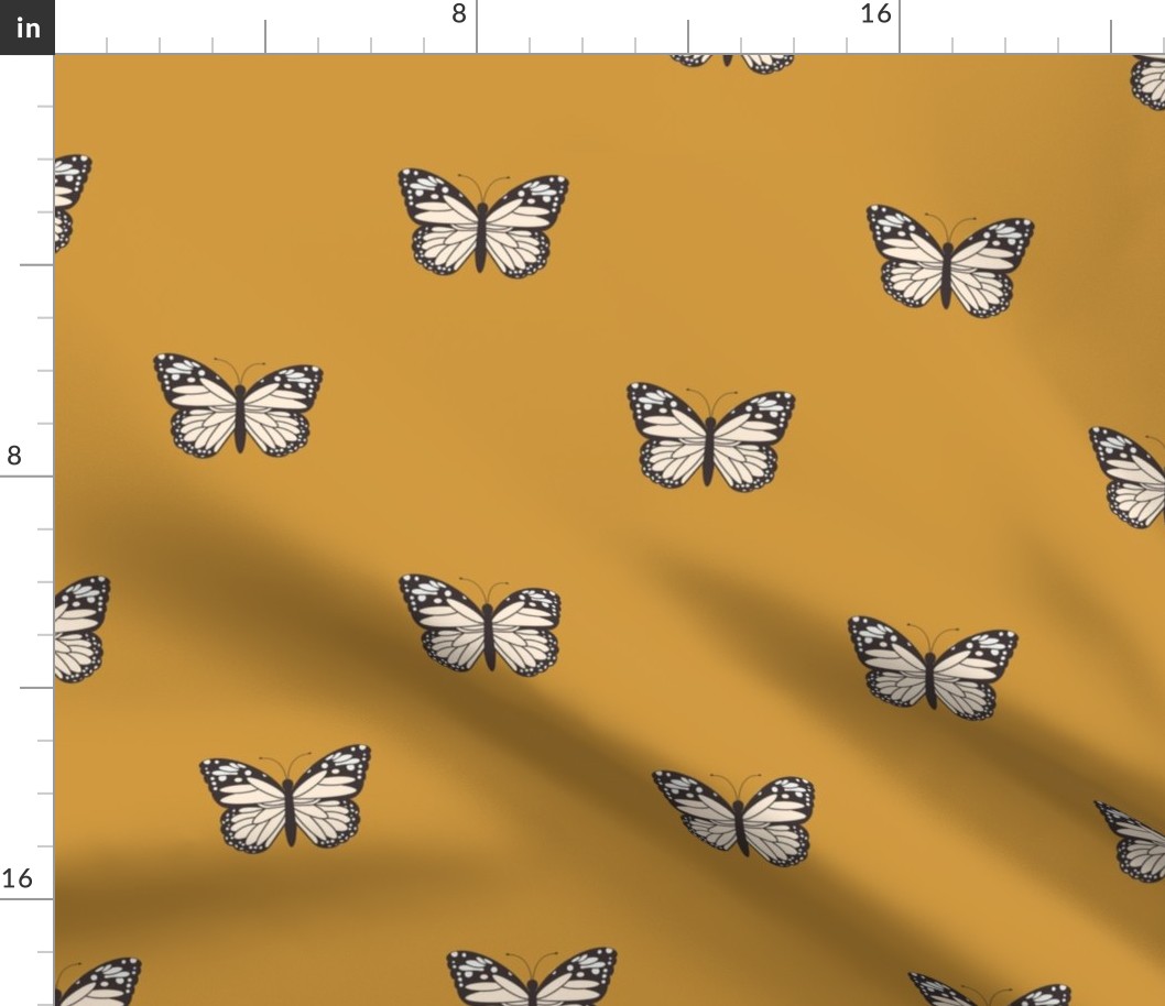 md monarch butterfly fabric-boho neutral design gold sfx1050