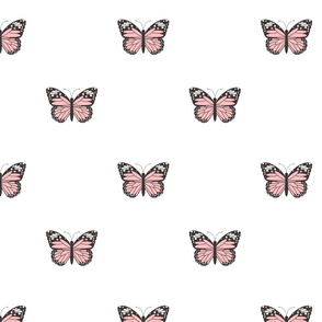 md  monarch butterfly fabric-boho neutral design sfx 2005 strawberry pink