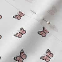 tiny monarch butterfly fabric-boho neutral design sfx 2005 strawberry pink