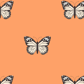 lg monarch butterfly fabric-boho neutral design sfx 1247 tangerine ivory