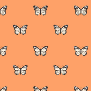 md  monarch butterfly fabric-boho neutral design sfx1247 tangerine ivory