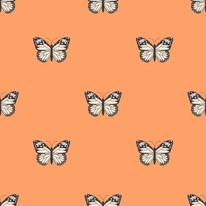 sm monarch butterfly fabric-boho neutral design sfx1247 tangerine ivory