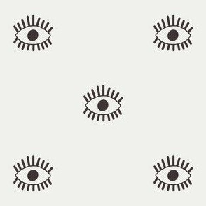 SMALL eye  fabric- boho minimalist eye print  coffee Sfx1111