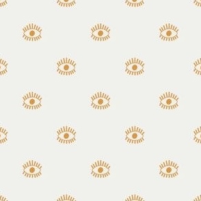TINY eye  fabric- boho minimalist eye print  butterscotch SFX1147