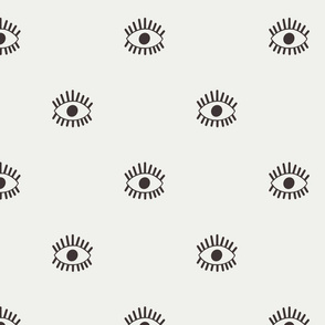MEDIUM eye  fabric- boho minimalist eye print  coffee Sfx1111