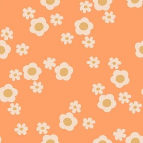 retro flowers  fabric- boho hippie girls sweet daisies tangerine sfx1247