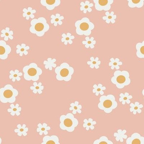 retro flowers  fabric- boho hippie girls sweet daisies pale blush sfx1331