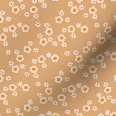 SMALL retro flowers fabric- boho hippie girls sweet daisies  sand sfx1231