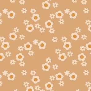 SMALL retro flowers fabric- boho hippie girls sweet daisies  sand sfx1231