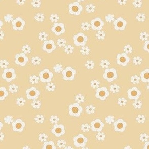 SMALL retro flowers fabric- boho hippie girls sweet daisies  chamomile sfx0916