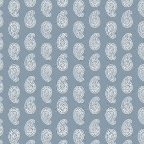 SMALL indian paisley block print fabric - denim sfx4013