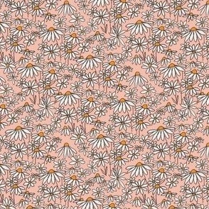 SMALL  daisy fields fabric - hand-drawn boho hippie flowers  repeat pattern fabric - sfx1331 pale blush