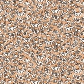 SMALL  daisy fields fabric - hand-drawn boho hippie flowers  repeat pattern fabric -  honey sfx1143