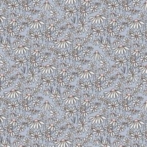SMALL  daisy fields fabric - hand-drawn boho hippie flowers  repeat pattern fabric -  SFX4106gray dawn