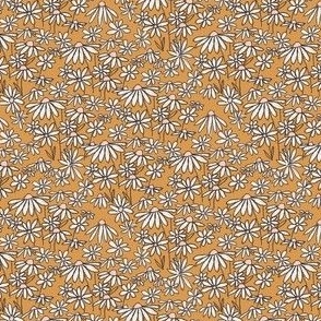 SMALL  daisy fields fabric - hand-drawn boho hippie flowers  repeat pattern fabric -  SFX1144 oak leaf
