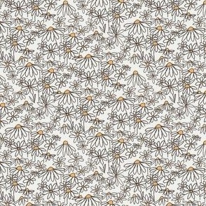 SMALL  daisy fields fabric - hand-drawn boho hippie flowers  repeat pattern fabric - SFX0602 snow