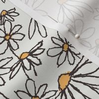 LARGE  daisy fields fabric - hand-drawn boho hippie flowers  repeat pattern fabric - SFX0602 snow