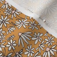MEDIUM  daisy fields fabric - hand-drawn boho hippie flowers  repeat pattern fabric -  SFX1144 oak leaf