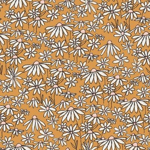 MEDIUM  daisy fields fabric - hand-drawn boho hippie flowers  repeat pattern fabric -  SFX1144 oak leaf