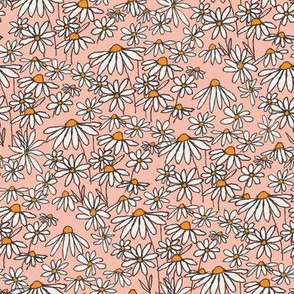 MEDIUM  daisy fields fabric - hand-drawn boho hippie flowers  repeat pattern fabric -  SFX1331pale blush