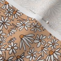 MEDIUM  daisy fields fabric - hand-drawn boho hippie flowers  repeat pattern fabric -  SFX1143 honey