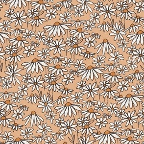 MEDIUM  daisy fields fabric - hand-drawn boho hippie flowers  repeat pattern fabric -  SFX1143 honey