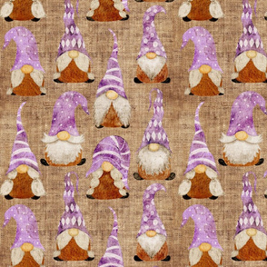 Purple Gnomes on Burlap - medium scale