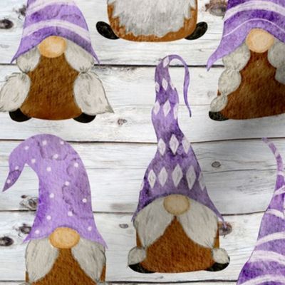 Purple Gnomes on Shiplap - medium scale